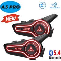 A3 Pro Motorcycle Helmet Bluetooth Headset Waterproof Noise Reduction MP3 Supported Seamless person Switching Intercom
