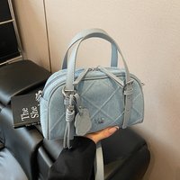 Women’s Bags Niche Design Diamond Embroidery Light Blue Denim Bag Female Hand Held Shoulder Crossbody Pillow Bag
