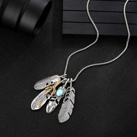 Necklace Bohemian Turquoise Feather Sweater Chain Necklace
