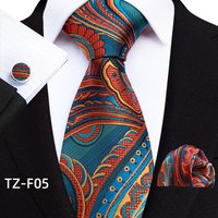Three piece tie square cufflinks Polyester vintage business dress striped tie