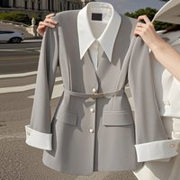 Women’s Clothing Black Two piece Suit Jacket Women’s Niche Design Korean Style Waisted Suit