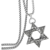 2023 Hexagram Men Stainless Titanium Steel Necklace Fashion Hip Hop Student Couple Pendant Personality Hanging