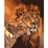 RUOPOTY DIY Painting Numbers Kits Canvas Painting Lions Animals Living Room Decoration Artwork Gift