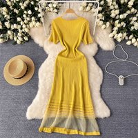 clothing style light luxury high end knitted dress summer mesh splicing design niche celebrity temperament long dress