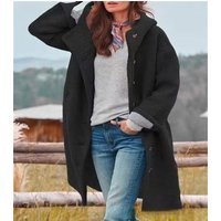 Trendy Oversized Hooded Wool Coat For Women - Long Sleeve Polo Collar Casual Fall Winter Blazer (Rose Red, Blue, Gray, Green, Black)
