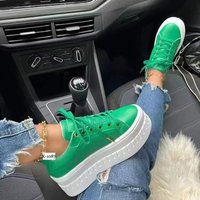 Large Size Women's Single Round Toe Shoe Thick Sole Casual Rubber Footwear Synthetic Upper No Shoe Box Included