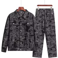 Clothing Old Retro Washed Denim Suit Loose Jacket Coat Casual Two Piece Suit Trendy