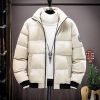  Winter Puffer Jacket Stand Collar Thickened Down Alternative Coat Oversized Zip Up Parka Cold Weather