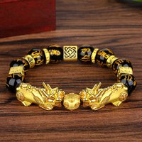 Vietnamese plated Pixiu bracelet obsidian Buddhist beads bracelet imitating 999 hard large Pixiu preservation