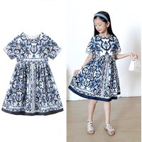 Mother & Kids Children’s Clothes Children’s Skirt Girls‘ Blue And White Porcelain Dress Sleeveless Slip Dress