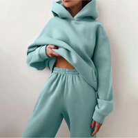 Clothing Solid Hooded Sweatshirt Trousers Casual Fashion Set