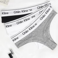 Underwear & Sleepwears Fashion Solid Pure Cotton Low Waist Sexy Letter Belt Underwear