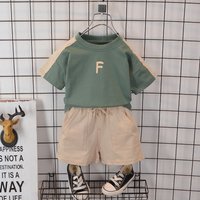 Clothing Set Letter Print Solid Short sleeve Shorts Basic Style Summer