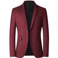 Classic Casual Blazer Lightweight Polyester Business Jacket Middle Aged Relaxed Fit Notch Lapel