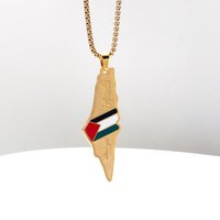 Fashion Palestine Stainless Steel Map Necklace Personalized Letter Geographical Mark Trend Hip Hop Necklace