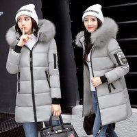 Women's Clothing Student Large Fur Collar Down Cotton Jacket Women's Winter Slim Slimming Medium And Long Fashionable Cotton Coat