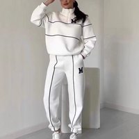 Trendy Letter Print Hoodie & Jogger Set Breathable Polyester Casual Outfit &