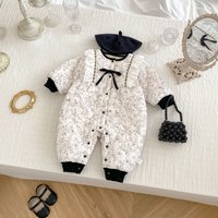 ALYCExiyuebaobao INS New Winter Fashionable Baby Padded Jumpsuit Thickened Warm Bow Cotton Romper