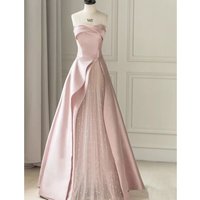 Women's Clothing Pink tube top evening dress new bride engagement wedding toast dress
