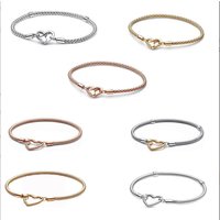 Panjia White Copper Silver-plated Chain, Thick Silver Heart Snake Bone Bracelet, Color Rose Gold Basic Chain