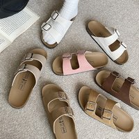 Cross-border 2024 New Retro Thick-soled Double-buckle French Exquisite Sandals Summer Outdoor Wear, Fashionable For