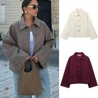  Oversized Notched Lapel Buttoned Wool Blend Coat Stylish & Comfortable Fall Outerwear Beige Brown Burgundy Dark Brown