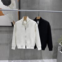 Men's Double Zip Knit Cardigan Sweater Slim Fit Casual Warm Stand Up Collar Inner Layer Autumn/Winter Sophisticated