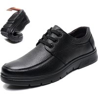 New men's single shoes soft leather round toe business casual shoes flat heel work men's shoes lace-up soft sole dad leather shoes wholesale