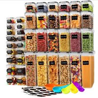 42 Piece BPA Free Plastic Food Storage Container Set – Airtight Stackable Pantry Organizers Dry Goods Spices & Coffee