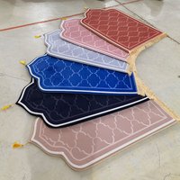 Muslim Flannel Sponge Printed Plaid Prayer Mat Living Room Simple Special Shaped Washable Horizontal Carpet