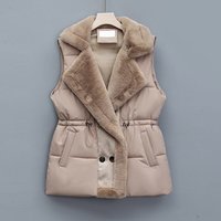 Women's Clothing Lambswool splicing winter coats cotton vest