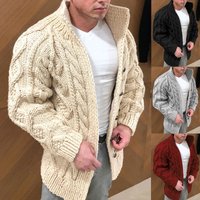 Men's Clothing 2024 New Men's Sweater Independent Stand Cardigan Heavy Long Sleeve Stand Collar Twisted Jacquard Casual Men's Wear