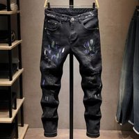 Stretch Skinny Jeans Distressed Rip & Paint Splatter Design Washed Denim Pants Street Style