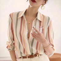 Striped Long Sleeve Shirt Korean Style Casual Loose Fit Versatile Lapel Top Spring Fashion Clothing