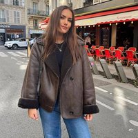 "Oversized Faux Fur-Lined Jacket – Warm Winter Coat With Notch Lapel, Trendy & Cozy Women’s Outerwear"