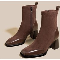 Comfortable Square Toe Slim High Short Spring Autumn Single High End Thick Sole Chunky Heel