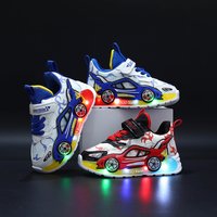 New Children's Girls' Leather Surface Running Car LED Light-up Kids' 1-6 Years Boys' Sports Casual Shoes