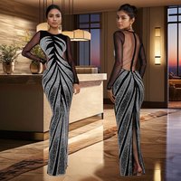 Women's Clothing Hot Diamond Long Sleeve Sexy Tight Hip Dress