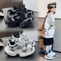 New 2025 Spring Children's Lightweight Girls' Dad Big Kids Black Soft Sole Boys' Sports Shoes