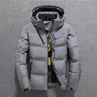 Winter short detachable hat youth men's outdoor work attire white duck down jacket casual standing collar
