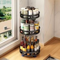 1pc 2/3-layer Rotatable Kitchen Seasoning Rack, Metal Turntable, Rotatable Spice And Seasoning Storage Rack, Spice Jar Organizer