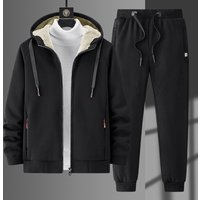 Men's Clothing Two-piece Set Plus Size Winter Cashmere Cardigan Hoodie Tracksuit Men Fleece Pants Men