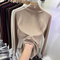 Women's Clothing Women's Thermal Semi-Turtleneck Base Layer Shirt - Soft Fleece Lined Slim Fit Long Sleeve T-Shirt For Autumn & Winter