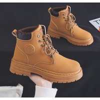 Couple Ankle 2024 Spring New British Thick Sole Versatile Motorcycle Martin Same Style Yellow Boots