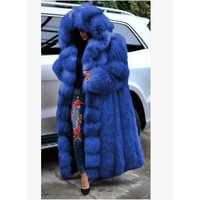 Winter Extra Long Fur Solid Jacket Loose Fashionable Warmth Thick Extra Hooded Coat