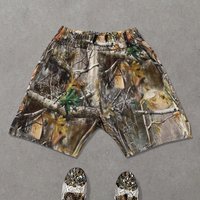 Clothing Summer Jungle Camouflage Casual Fashion Shorts Simulate Texture Tree Trunks Branches