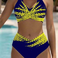 Women's Clothing Split Triangle Conservative Swimming Hot Spring Sports Leisure Slim High Waist Bikini