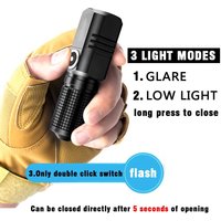 Mini LED Bright Flashlight Rechargeable Battery Powered Flashlight Outdoor