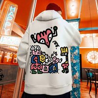 oversize Hong Kong style hooded cartoon new sweatshirt men's trendy brand ins large size men's autumn and winter plus velvet 8XL