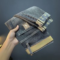 Quality Jeans Style Trendy Brand Embroidery Elastic Slim Fit Slim Fitting Printed Trousers